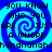 Pixelated blue spiral background with black text repeating 'YOU KNOW WHO YOU ARE JUST A WHORE' and 'hahahaha' in four quadrants.
