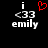A black background displays white text 'i <33 emily' with a red pixelated heart symbol above the '<33' on the left side, while the right side shows identical text without the heart.