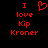 Red pixelated text and a heart symbol on black background, with two identical side-by-side layouts showing 'I love Kip Kroner' in red.