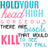 Pixelated text collage with layered phrases in blue, pink, and gray tones on white background.