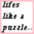 A four- with pink borders shows text and a Rubik's Cube image; top-left reads 'Lifes like a puzzle...', top-right reads 'And you're the missing piece...', bottom-left displays a colorful cube, bottom-right is empty