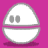 A white egg-shaped character with a pink background displays changing facial expressions