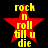 Red star with yellow text "rock n roll till u die" on black background, two identical static frames shown side-by-side.
