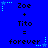 Blue background with repeated text 'Zoe + Tito = forever' in black, surrounded by light blue star and dot patterns.