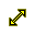 Four pixelated yellow arrows with black and olive borders on gray background, each arrow pointing diagonally in different directions.