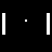 Black background with scattered white vertical bars and small dots; bottom-right corner has a solid gray rectangle.
