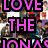 Pixelated collage of multiple people with bold pink text "LOVE THE IONAS" overlaid on top.