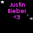 Purple text 'Justin Bieber <3' on black background with white and gray stars scattered around, some stars move position across frames.