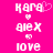 Pixelated text and heart symbols on a bright pink background, with two identical vertical of white pixel art