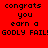 Red background with pixelated text reading 'congrats you earn a GODLY FAIL!GODLY FAIL!' in four identical , one has a white circular glow effect