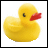 Animated contact sheet of a rubber ducky icon with text variations across 9 frames showing heart symbol changes and color shifts in "bubbles" text.