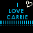 Pixelated blue text and symbols on black background with a white heart outline above the text.