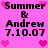 Pixelated text on pink background with heart symbols, showing 'Summer & Andrew 7.10.07' in four repeated sections.