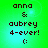Green and cyan gradient background with pixelated text reading 'anna & aubrey 4-ever! :(' in four identical