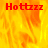 Red text 'Hottzz' appears on a fiery orange-yellow background with one section showing gray, indicating an animation change.