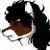 A pixelated animal character with dark brown and white fur, a brown nose, and closed eyes appears on the left side of a split-screen layout.