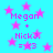 Pixelated text 'Megan + NickJ. = 3' appears in four identical quadrants on a cyan background with pink stars, each quadrant showing the same static composition.