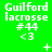 Green background with repeated white text 'Guilford lacrosse #44 <3' and changing symbols above the text.