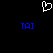White pixelated heart symbol above two blue 'TAI' text blocks on black background.