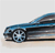 A pixelated side view of a blue car with a visible wheel and black tire, set against a light gray background.