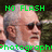 Pixelated image of a person with gray hair and dark sunglasses, wearing a light-colored shirt, with green text reading "NO FLASH" above and partial text below.