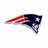 New England Patriots logo with red and white stripes on a blue background, accompanied by red pixelated text reading '3 TIME', 'SUPER BOWL', and 'CHAMPS' on a white backdrop.