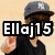 Six show a person with brown hair in various poses and clothing, with overlaid text reading 'Ellaj15', 'Loves', 'justin', 'bieber', and a heart gesture