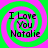 Four identical display 'I Love You Natalie' text over green and pink spiral backgrounds with pixelated font