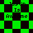 Green and black checkered background with repeated text 'Justin Is Awesome' in pixelated font, transitioning to a diamond pattern.