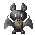 Pixelated bat-like character with brown nose, white eyes, and gray wings in three of two poses each