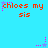 Pixelated text 'chloes my sis' in orange with purple stars on a cyan background, animated by star position changes.