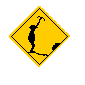 Four yellow diamond-shaped road signs with black silhouettes of workers performing construction tasks arranged in a 2x2 contact sheet on gray background.