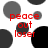 Red text reading 'peace out loser' overlaid on a of gray and black circles with varying shades, some partially cropped