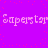 Pixelated text 'Superstar' repeated twice on a purple background with scattered red dots.