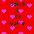 Red background with pink pixelated hearts and repeated text 'davis i <3 davis' in dark green, arranged in a pattern