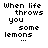 text-based icons with changing word colors and one phrase variation, displaying 'When life throws you some lemons...' followed by 'Put them in your bra, and make your boobs bigger' across multiple