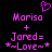 Pixelated pink text and symbols on black background with heart symbol above text.