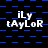 A static digital image with repeating text and blue square patterns on a black background.