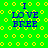 Green background with yellow circles and blue text reading "I LOVE BREE" in four identical