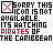 Pixelated of repeated 'SORRY THIS ICON IS NOT AVAILABLE' text with red X icons, partially obscured by 'PIRATES OF THE CARIBBEAN' text in black and red