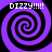 Four identical purple and black spiral patterns arranged in a , each with 'DIZZY!!!!!' text above or below the spirals