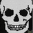 Pixelated skull icon with orange text reading 'halloween is the emo', 'kid's christmas!', and 'BOO! =] BOO!' on black background.