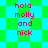 Pixelated text 'hola molly and nick' in pink on green-and-cyan checkered background with diamond-shaped pattern.