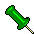 Two green pixelated objects with yellow-and-black striped stems, angled differently against a gray background.