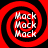 Four identical red and black spiral patterns with white text reading 'Mack Mack Mack' arranged in a on a solid black background