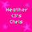 A static image with a bright pink background featuring light purple stars and repeated white text reading "Heather 's Chris" in four quadrants.