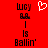 Red background with black pixelated text reading 'Lucy is Ballin'' and a white heart symbol above the text.