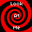 Four identical red and black spiral patterns arranged in a , each containing white text reading "Look At Me" in pixelated font