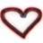 A four-quadrant with a heart outline, text fragments, and solid color backgrounds
