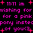 Pixelated pink text on black background with repeated phrases and small red star shapes, showing animation changes in letter spacing and star positions.